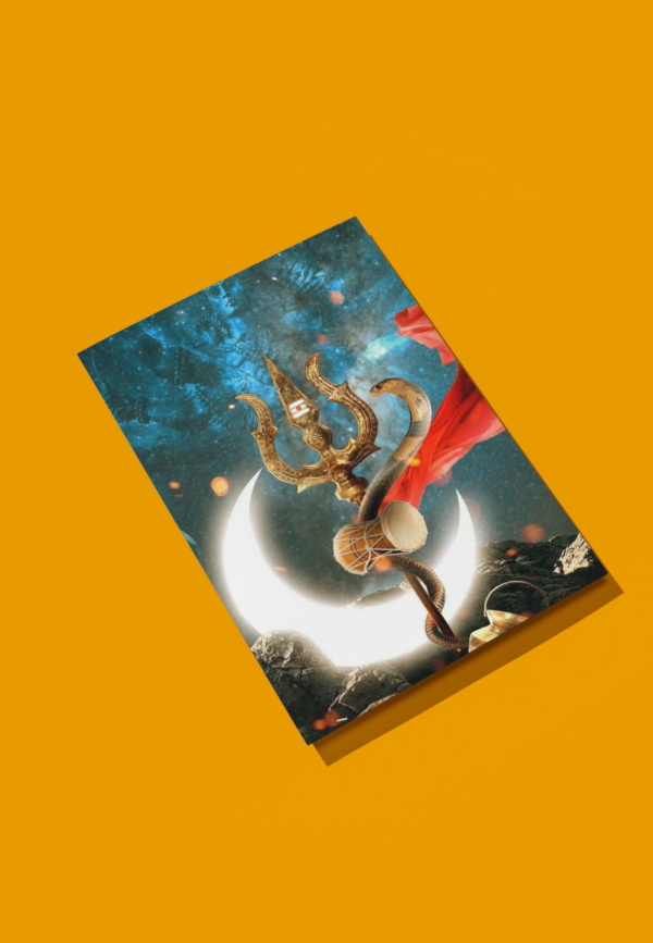 Trishul & Crescent Moon – Metal Sublimation Poster Print